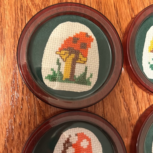 Vintage Cross Stitched Coasters - Picture 2 of 6